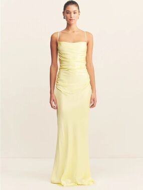shona joy yellow halter dress The Pierce Halter Neck Maxi Dress as seen on @mroussety